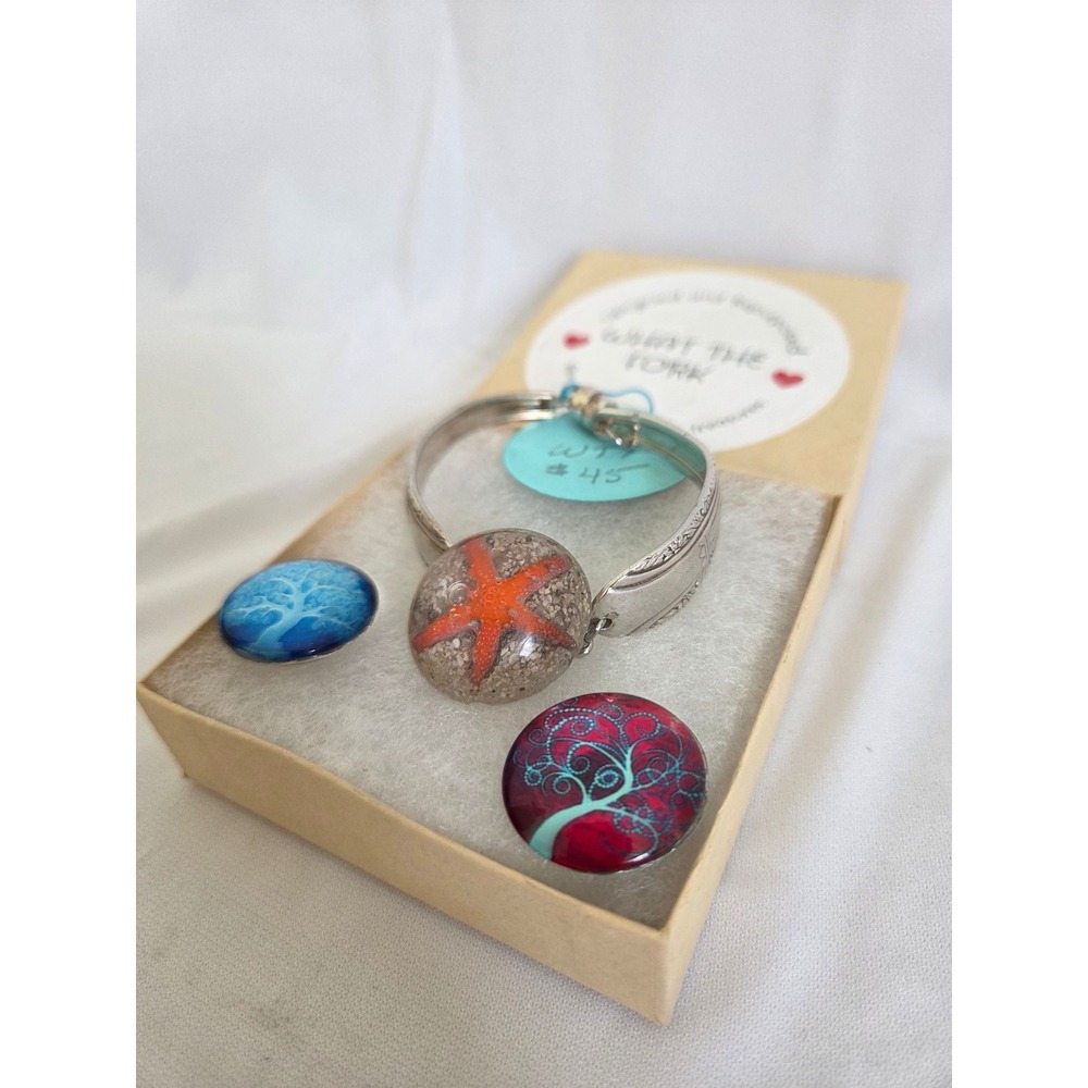 Handcrafted Upcycled Silver Plated Snap Bracelet with 3 Interchangeable Buttons